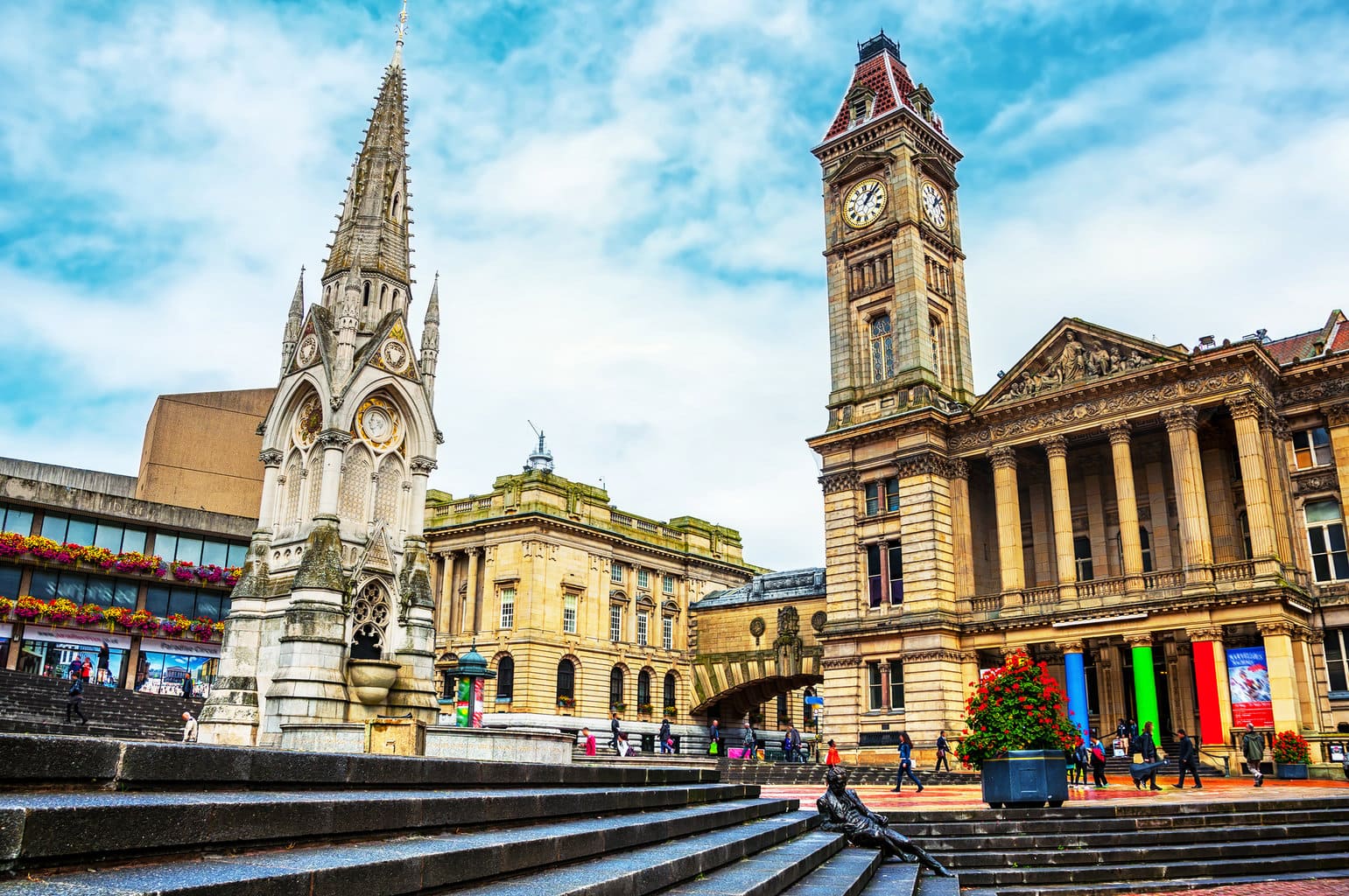 Memorial erected in Chamberlain Square in Birmingham, UK. City Council House