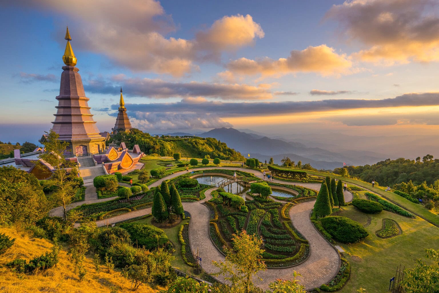 Landscape of Two Pagodas at Doi Inthanon. Chiang Mai